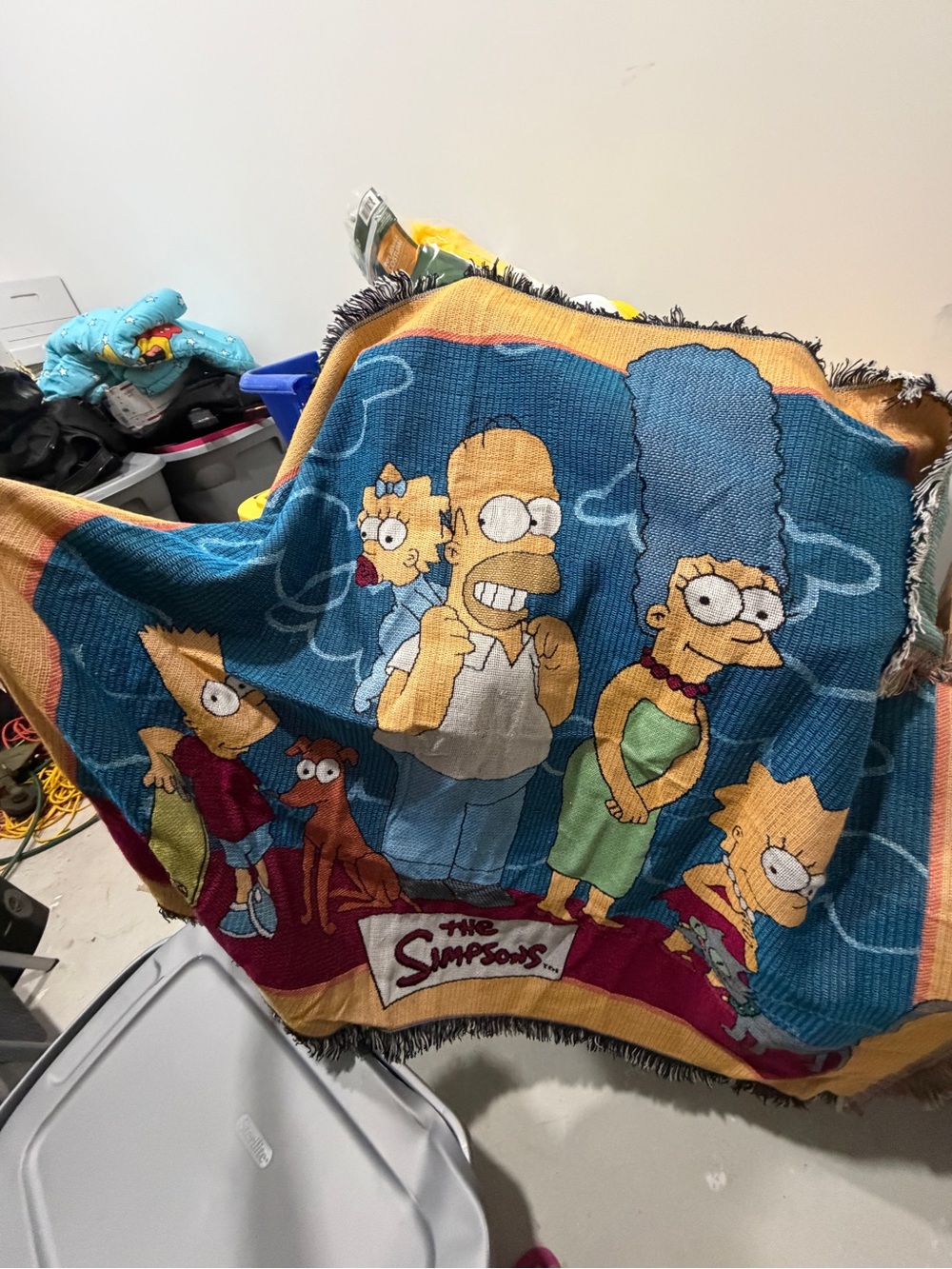 The Simpsons vintage Family Throw Blanket - Blue